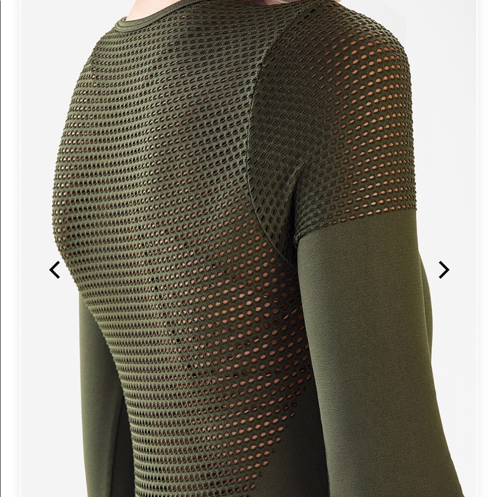 Olive Musetta Mesh Detail LS top